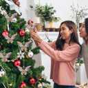 Kenning 6 Pcs Butterfly Christmas Ornaments Butterfly Hanging Ornaments Gifts for Christmas Tree Decorations Colorful Xmas Tree Decor Keepsake Gift for Women Girls Mom Sisters(Multicolor)