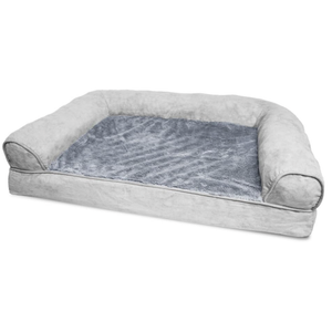 Furhaven Orthopedic Dog Bed for Medium/Small Dogs w/ Removable Bolsters & Washable Cover, For Dogs Up to 35 lbs - Plush & Suede Sofa - Gray, Medium