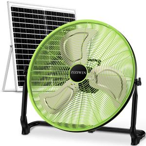 20" Solar Fan, Large Solar Powered Cordless Camping Fan, Rechargeable Battrey Operated Fans for Outside, 360 Tilt, Hi-airflow, Wireless, for Home Garage Outdoor Patio Travel Greenhouse