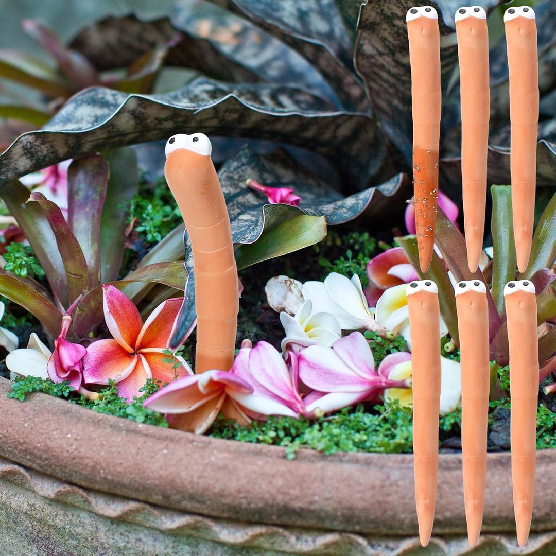 6 Pcs Water Sensor Ceramic Worm The Potting Shed Worm Water Sensor Plant Decoration Moisture Monitor Gardening Houseplant Humidity Meter Fun Gardening Gift for Your Potted Plant (6 Inch)