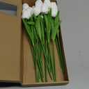 24pcs Fake Tulips Artificial Flowers with Stems Latex Real Touch Faux Tulips Arrangement Bouquet for Home Kitchen Wedding Decorations (White)