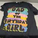 Dad of The Birthday Girl Colorful Matching Family T-Shirt (Black, L)