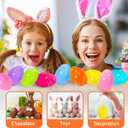Aviski 96Pcs 3.15inch Colorful Easter Plastic Eggs for Kids Egg Hunt Basket Bag Empty Stuffers Fillers with 2pcs Cute Non Woven Bags, Toys Filling Treats and Easter Theme Party Supplies Favor