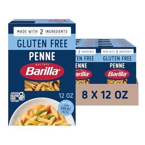 Barilla Gluten Free Penne Pasta, 12 Ounce (Pack of 8)- Non-GMO Gluten Free Pasta Made with Blend of Corn & Rice - Vegan Best By: 2028-Feb-01