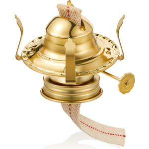 Hortsun 1 Pcs Oil Lamp Parts Burner Kerosene Brass Plated #2 Oil Lamp Chimney Holder Replacement Burner with 1 3/16" Diameter Threaded Base for Antique Hurricane Lantern (Gold)
