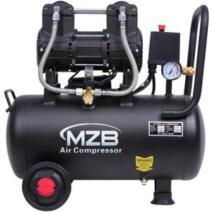MZB 6.4 Gallon Ultra Quiet Air Compressor 110V/60Hz Steel Tanks Oil-Free 70dB Noise Level Air Compressor with Wheels for Spray Painting, Auto Repair, Carpentry Decoration