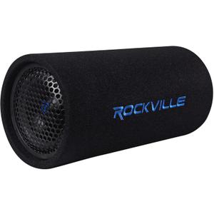 Rockville RTB65A 6.5" Powered Subwoofer Bass Tube, 300W Peak, Deep Bass, Built-In Amp, MP3 Input, Crossover, Vented Enclosure, Perfect for Car Audio