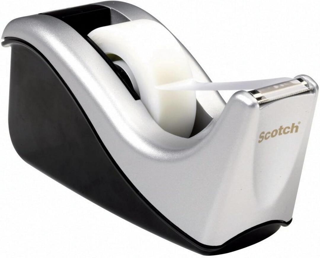 Scotch Desktop Tape Dispenser, Silvertech Two-Tone (C60-ST),Plastic
