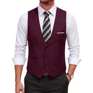 COOFANDY Men's Suit Vest Slim Fit Formal Dress Waistcoat Casual Business Vests for Suit or Tuxedo, Small