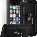 ULAK Compatible with iPod Touch 7/6/5 Case with 2 HD Screen Protectors, Hybrid Rugged Shockproof Cover with Built-in Kickstand for iPod Touch 7th/6th/5th Generation (Black)