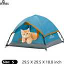 ASFANES Outdoor Waterproof Pet Camping Tent, Cave Bed for Indoor Cats and Small Dogs, Portable Cat House Dog House, 21.6x21.6x14.9'', Blue, S