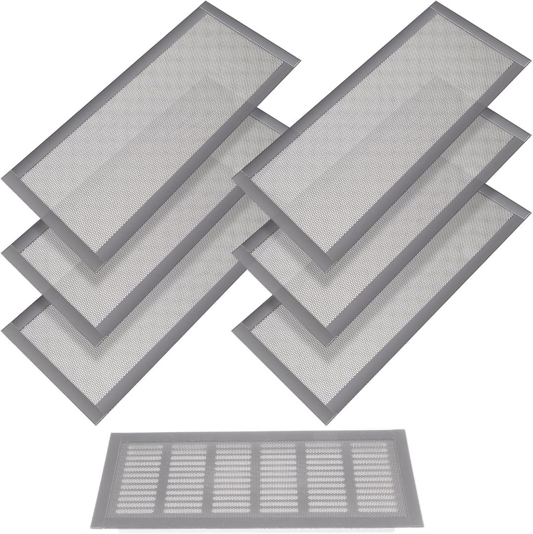 Shappy Magnetic Floor Vent Covers Air Vent Screen Register Trap Magnetic Floor Register Mesh Covers Rectangle PVC Mesh Cover for Wall Ceiling Floors Catch Debris Hair Insect(4 x 10 Inch,Gray)