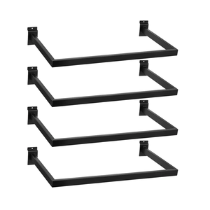 Unittype 4 Pcs U Shaped Hangrail for Slatwall 24 Inch Tubing Hangrail Rectangular Tubing Metal Slat Hanger Wall Accessory for Retail Displays Bracket Clothing Rack Home Use (Black)
