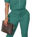 OCEANLUX Women's Lounge Tracksuit Set Two Piece Full Zip Up Short Sleeve Jacket & Drawstring pants Outfits (Red)