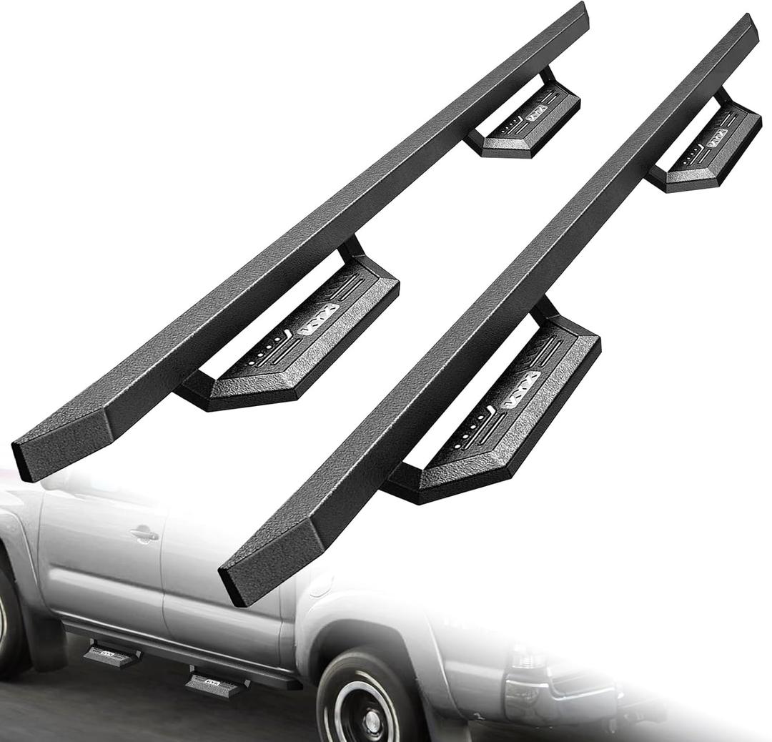 KYX Running Boards & Steps Nerf Bars Compatible with 2005-2023 Toyota Tacoma Double Cab Crew Cab, A Pair 6 inch Car Door Side Steps Nerf Bars Truck Boards Step Rails-Silver Logo