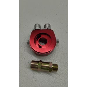 X AUTOHAUX Universal Car Aluminum Alloy Oil Filter Cooler Sandwich Thread Plate Adapter Oil Cooler Kit Red M20x1.5 1/8 NPT