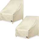 NettyPro Patio Chair Covers for Outdoor Furniture 2 Pack, Waterproof Heavy Duty Lawn Patio Furniture Cover Deep Seat Dining Chair Covers, 30W x 33D x 34H inches, Beige