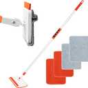 Qaestfy Wall & Baseboard Cleaner Mop Tool with 49'' Long Handle for Cleaning Window Floor Skirting Board Ceiling Bathtub Tub Tile Scrubber Brush Duster with 4 Reusable Pads (orange)