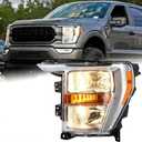 Halogen OEM Style Chrome Bezel Headlight Assembly Compatible with 2021-2023 Ford F150 F-150 XL/XLT Left Driver Side ML3Z-13008-K FO2503409