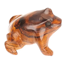 Rustic Carved Bullfrog 4 x 3 Handcrafted Desert Ironwood Decorative Table Top Figurine Sculpture Statue, Natural Cherry Brown