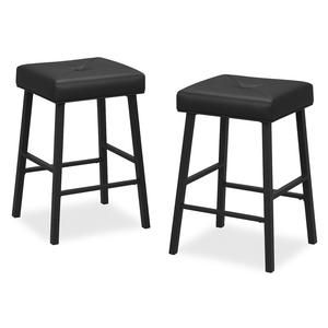 Bar Stools Set of 2, 24In Counter Height Bar Stools for Kitchen Island with Upholstered Saddle Seat, Black