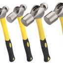 4 PCS Ball Pain Hammer Set, 16oz+24oz+32oz+40oz, Sheet Metal Hammer, Ball-Peen Hammer with Forged Steel Head and Rubber Handle, by GENHAKON.