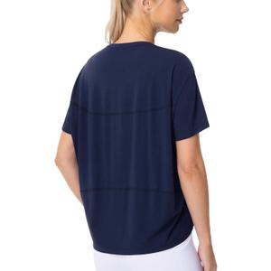 THE GYM PEOPLE Women's Short Sleeve Workout T-Shirts Back Loose Fit Running Yoga Tee Tops (Blue, Large)