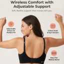 SHAPERMINT Bralettes for Women with Support - Adjustable Wireless Support Bra, Full Coverage No Underwire Seamless Bra (Black, XXXL)