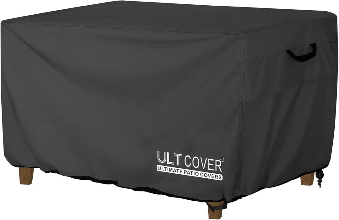 ULTCOVER Rectangular Gas Fire Pit Table Cover 52x34 inch Waterproof Heavy Duty Firepit Cover, Black