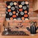Halloween Kitchen Dish Towel Orange Black Plaid Dot Pumpkin 18 x 28 Inch Dishcloth Hand Drying Tea Towel for Cooking Baking Cleaning Wipes, 2Pcs