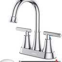 Bathroom Faucets for Sink 3 Hole, Hurran 4 inch Chrome Bathroom Sink Faucet with Pop-up Drain and Supply Hoses, Stainless Steel Lead-Free 2-Handle Centerset Utility Faucet for Sink Vanity RV