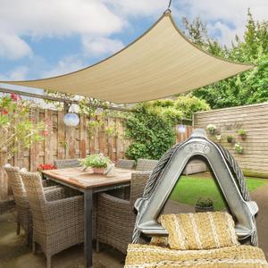 Royal Shade Heavy Duty 8' x 12' Beige Sun Shade Rectangle Pro Ring Shade Sail, 260 GSM Commercial Grade UPF50 Sunshade, Reinforced Corners & Edges 