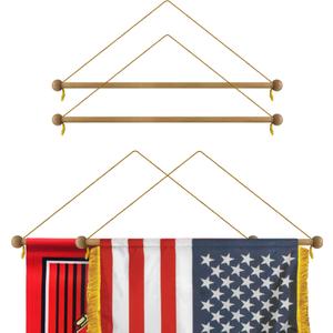 35" Wooden Banner Pole - Sturdy Wall Flag Hanger - Suitable for House Sports Dynasty Company Flags up to 30" Width and Sleeve Over 1" (Pack of 2)