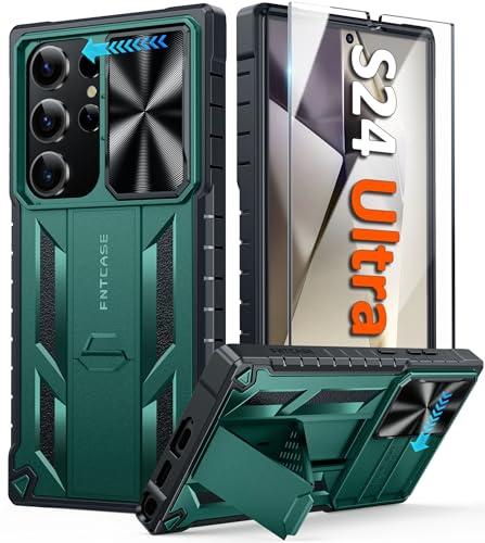FNTCASE for Samsung Galaxy S24-Ultra Case: Military Grade Drop Proof Rugged Protective Mobile Phone Cover with Kickstand & Slide | TPU Shockproof Textured Bumper Heavy Duty Protection, 6.8