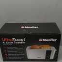 Mueller UltraToast Full Stainless Steel Toaster 4 Slice, Long Extra-Wide Slots for Bagels and Waffles, 6 Browning Levels, LED Display, Cancel/Defrost/Reheat Functions & Removable Tray, Kitchen Gadgets