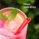 Jumbo 10mm Wide Individually Wrapped Red Heart Shape Disposable Straws, Cute Plastic Drinking Straws for Valentines & Galentines Day Wedding Smoothie, Milkshake(100 Pcs)