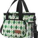 Femuar Lunch Bags for Women/Men, Insulated Lunch Bag for Work Office - Lunch Cooler Bag Leakproof Lunch Box with Adjustable Shoulder Strap - Green plaid (Medium Size)