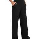 COPYLEAF Wide Leg Pants Woman High Waist Yoga Pants with Pockets Loose Stretch Dress Work Sweatpants Casual Lounge(Black L)