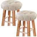 Bar Stool Covers Set of 2, Stool Covers Round with Elastic Band Pad, Soft Stool Seat Covers, Nonslip and Washable, 12 Inch, Beige