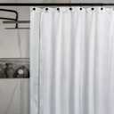 23 THREADS Fabric Shower Curtain for Bathroom, Water Resistant, Made from Sustainable Yarns, White, Luxury Embroidered (74"W x 71"L (Pack of 1))