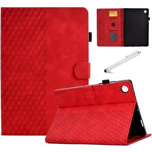 Fancity Case for Samsung Galaxy Tab A9+ 11 Inch (SM-X210/SM-X216/SM-X218) 2023 Release, Suede Leather Embossed Design with Kickstand Card Slot Cover Compatible with Galaxy Tab A9 Plus Tablet - Red