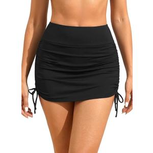 Womens High Waisted Swim Skirt - Drawstring Bathing Suit Skirt Tummy Control Swimsuit Bottoms with Built-in Panty 2025
