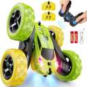 QUNREDA Remote Control Car, RC Car Toys for 6-12 Year Old Boys, Off Road RC Stunt Car 4WD 360° Rotating Remote Control Car for Kids, Boys Girls Gifts for Birthday, Christmas Yellow&Green