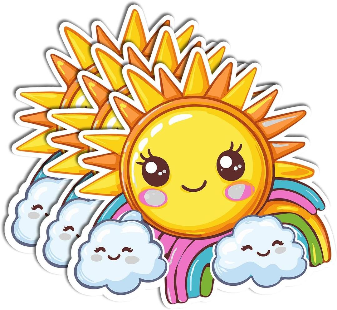 3PCS Rainbow Sticker for Kids  Cute Boho Vinyl Sticker Pack, Waterproof Decals for Water Bottle, Laptop, Scrapbook, Skateboard, Decorations for Classroom, Wall Use