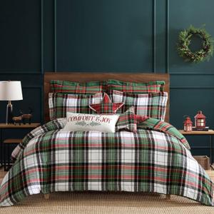 Levtex Home - Spencer Plaid Green Comforter Set - King Comforter + Two King Pillow Cases - Tartan Plaid - Green, White, Red - Comforter (106 x 94in.) and Pillow Case (36 x 20in.) - Cotton