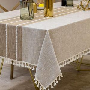 Deep Dream Tablecloths, 55 x 86 Inch Waterproof Table Cloth, Linens Wrinkle Free Anti-Fading, Rustic Table Cover Decoration for Kitchen Dinning Christmas (Rectangle/Oblong,6-8 Seats, Light Coffee)