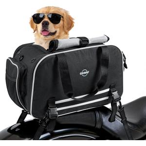 Motorcycle Dog Carrier, Expandable Airline Approved Pet Carrier with Stable Frame, Collapsible Soft-Sided Travel Puppy Shoulder Bag for Small Cats and Dogs Under 17 lbs