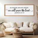 As For Me And My House We Will Serve The Lord Framed Wall Art, 40''15'' Horizontal Positive Religious Rustic Bible Verse for Christian God Jesus Christ Prayer, Vintage Holy Catholic Scripture Decor