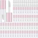 Patelai 100 Pieces 1.2 ml Clear Mini Lip Gloss Tube Refillable Empty Lip Balm Gloss Containers for DIY Makeup, Pink