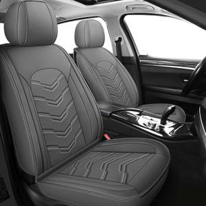 AOOG Leather Car Seat Covers Universal fit Most Sedans SUV Trucks (Front Seat, Grey)